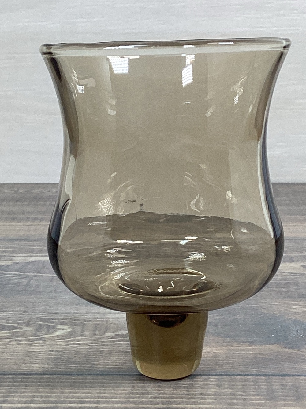 Vintage Smokey Glass Votive Peg Cup Candleholder 3.25" High